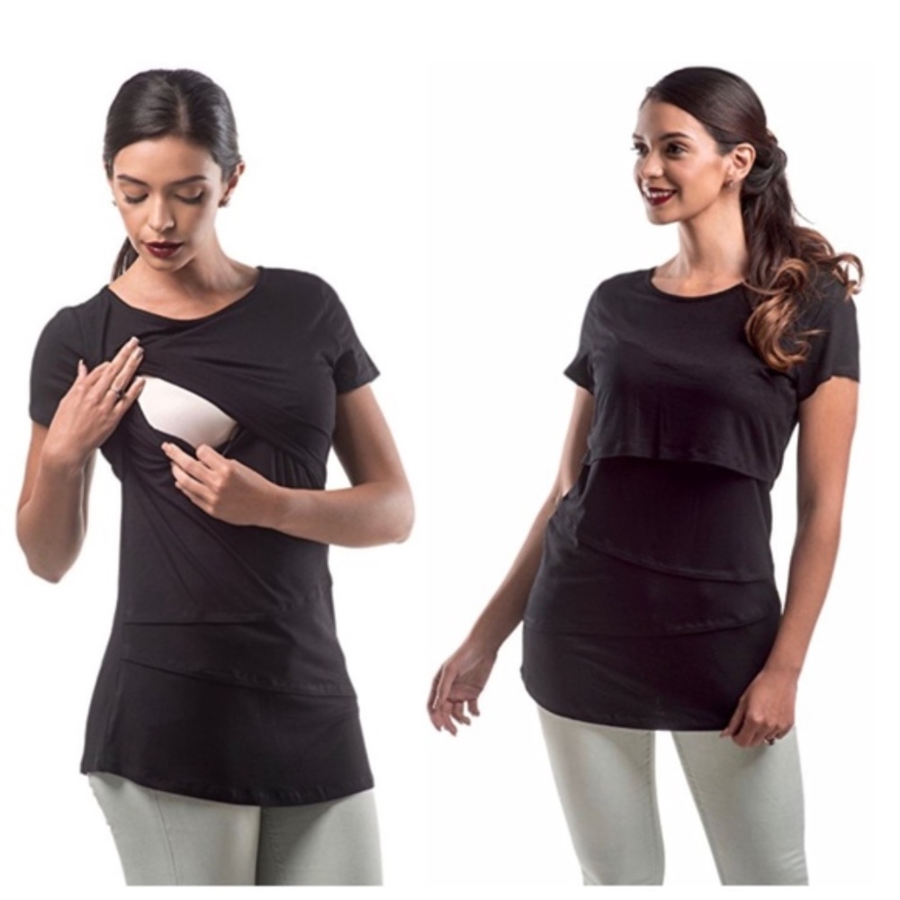 NEW Tiered Nursing Top Breastfeeding Tee Short Sleeves. Soft super comfortable.